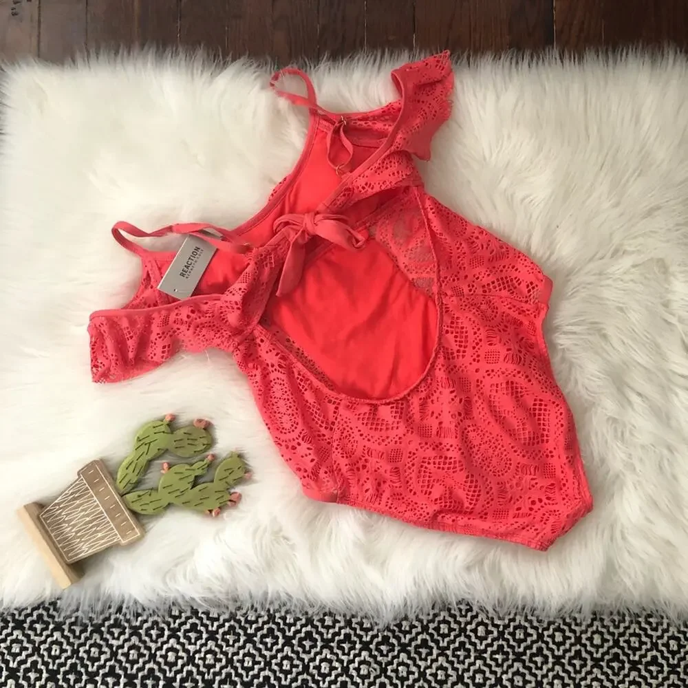 Reaction Kenneth Cole Coral Lace One Piece NWT